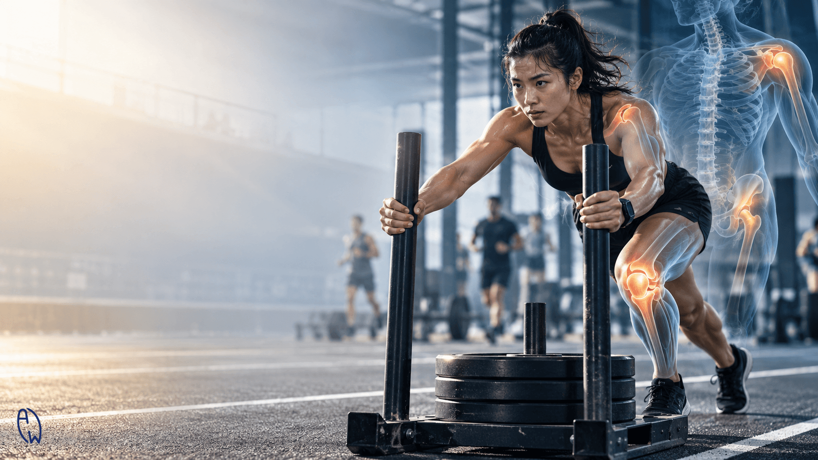 HYROX athlete experiencing muscle fatigue and sports injury during training, highlighting recovery and vitamin D health